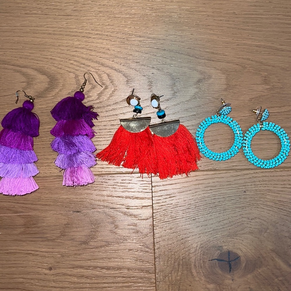 Three super fun tassel and bead earring bundle